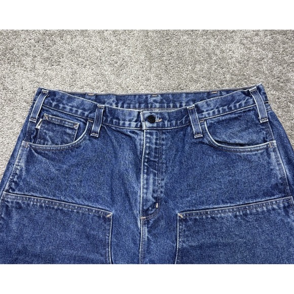 Vintage Carhartt Double Knee Denim Jeans 40X30 Carpenter Dungaree Faded - Picture 3 of 13